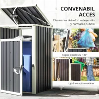 Outsunny Adăpost pentru 1 coș de gunoi 240L, adăpost de exterior pentru coș de gunoi, capac rabatabil 180°, oțel galvanizat 73 x 81 x 122 cm, gri închis(m-6)