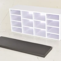 HOMCOM Multi-Storage Shoe Rack with 14 Compartments Cushion Moving Shelves, Solid Frame Foot Pads, White(m-10)