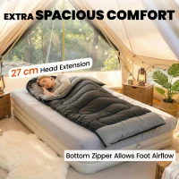 Outsunny Sleeping Bag for Adults, Lightweight & Compact Sleeping Bag, 3 Seasons, Black(m-6)