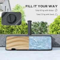 Outsunny Garden Parasol Base with Wheels, Telescopic Handle, 72 kg /45 kg Fillable Sun Umbrella Base Parasol Stand, Black(m-5)