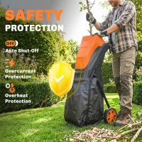 Outsunny 2500W Electric Wood Chipper, Corded Wood Mulcher Shredder with 45L Collection Bag, 4300RPM, 44mm Cutting Diameter(m-5)