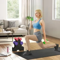 SPORTNOW Hex Dumbbells Set with Dumbbell Rack, Hand Weights for Strength Training Weight Lifting,  2 x 1kg, 2 x 2kg, 2 x 3kg(m-2)