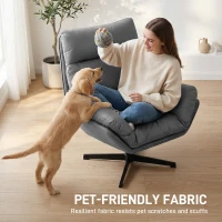 HOMCOM Accent Chair with 360 Swivel Armchair for Living Room with Padded Cushion Dark Grey(m-6)