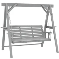Outsunny Three-Seater Wooden Swing Bench, Dark Grey(m-1)