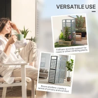 Outsunny 3-Panel Garden Privacy Screen, Freestanding Foldable Wooden Outdoor Divider/Trellis, Decorative Privacy Screen, Grey(m-4)