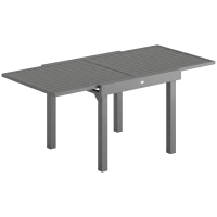 Outsunny Extending Garden Table for 4-8 People, Aluminium Outdoor Dining Table with Slatted Top, Dark Grey