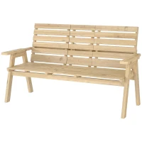 Outsunny Fir Wood Convertible 2 to 3 Seater Outdoor Garden Bench, Natural Wood Finish(m-11)