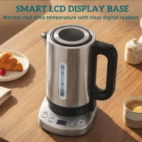 HOMCOM Electric Kettle, 1.7L, Fast Boil, 3kW Water Kettle with UK Strix Thermostat, Keep Warm Function, LCD Base, Silver Tone(m-8)