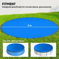 Outsunny Round Pool Cover, 10 ft Waterproof Swimming Pool Cover with Secure Rope, Tightener for Above Ground Pools, Blue(m-4)