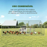 PawHut Galinheiro Grande para Exterior de Aço Galvanizado 5,1x3x1,9 m 15,3 m² com Cobertura de Tecido Oxford e Fecho Prata(m-5)