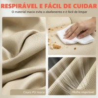 HOMCOM Cadeira de Escritório com Massagem Vibratória de 4 Pontos Aquecimento Lombar Apoios de Braços Rebatíveis Encosto Alto Altura Ajustável Creme(m-9)