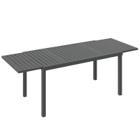 Outsunny Extending Garden Table for 6-8 People, Full Aluminium Outdoor Dining Table with Slatted Top, Dark Grey