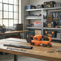 Outsunny Elektro Heckenschere Akku Elektrischer Heckenschneider mit 100 W Motorleistung Kabellos 51cm Schnittlänge ABS Orange(m-8)