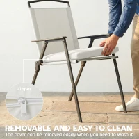 Outsunny Outdoor Seat Cushions Set of 2 with Ties, Waterproof Garden Seat Pads, Cream White(m-7)