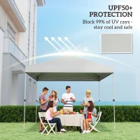 Outsunny Gazebo Roof Replacement UV50+ Waterproof Pop Up Canopy Cover with 8 Drainage Holes 3 x 3 m White(m-4)
