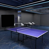 SPORTNOW Table de tennis de table ping-pong pliable + housse de protection pour l'intérieur et l'extérieur, bleu et noir(m-10)