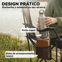 Outsunny Conjunto de 2 Cadeiras Dobráveis de Campismo com Encosto Ajustável 4 Níveis Apoio para os Pés Removível 165x80x90 cm Preto(m-8)