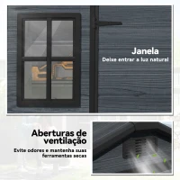 Outsunny Abrigo de Jardim Exterior 2,77 m² 244x131x201 cm com Base, Portas com Fecho, Janelas e Ventilação, Cinzento Escuro(m-5)