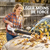 Outsunny Souffleur Aspirateur Broyeur à Feuilles 250 W avec Batterie 4000mAh et Chargeur, 6 Vitesses, 149 km/h, Blanc(m-8)