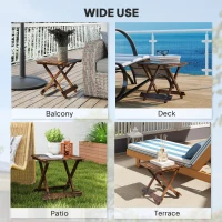 Outsunny Fir Wood Folding Coffee Table, Lightweight Small Garden Table with Slatted Top, Portable Folding Side Table for Balcony(m-7)