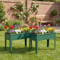 Outsunny Raised Planter, Metal Raised Garden Bed on Legs with Drainage Hole and Foot Covers, Green(m-7)