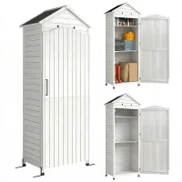 Outsunny Gartenschrank Holz extra hohe Geräteschuppen mit verstellbar Ablage magnetisch Tür galvanisiert Dach Belüftung(m-11)