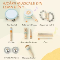 AIYAPLAY Instrumente Muzicale pentru Copii, Jucării Muzicale Montessori din Lemn pentru Copii 3+, Set de Percuție cu Tamburină și Maracas, Cadou pentru Fete și Băieți(m-4)