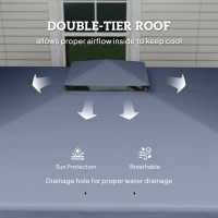 Outsunny 3 x 3(m) Patio Gazebo Canopy Garden Pavilion Tent Shelter Marquee with 2 Tier Roof, Netting and Curtains, Dark Blue(m-4)