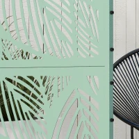 Outsunny Metal Decorative Privacy Screen Outdoor Divider, Green Leaf(m-9)