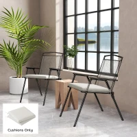 Outsunny Outdoor Seat Cushions Set of 2 with Ties, Waterproof Garden Seat Pads, Cream White(m-2)