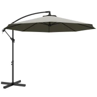 Outsunny 3m Overhanging Cantilever Parasol, with Cross Base - Light Grey(m-1)