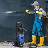 Outsunny 2200W High Pressure Washer, 170 Bar Pressure Washer with Adjustable Nozzle and 6M Hose, 32W x 32D x 80H cm Blue(m-2)