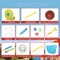 AIYAPLAY Castillo Hinchable Acuático 7 en 1 con Soplador 2 Toboganes Trampolín Piscina Canasta Columna de Boxeo 426x360x198 cm(m-8)