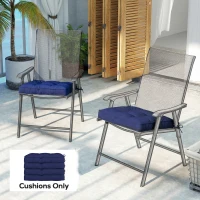 Outsunny Garden Seat Cushion with Ties, 42 x 42cm Replacement Dining Chair Seat Pad, Dark Blue(m-9)