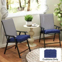 Outsunny Garden Seat Cushion with Ties, 42 x 42cm Replacement Dining Chair Seat Pad, Dark Blue(m-8)
