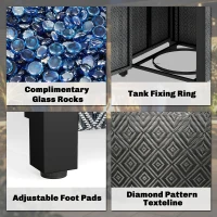 Outsunny Propane Gas Fire Pit Table for Garden, 11.7 KW Smokeless Firepit Outdoor Heater with Wind Guard, Glass Rocks, Lid, Black(m-8)