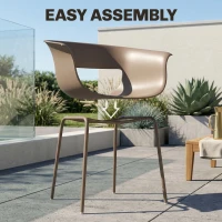 Outsunny Fotele ogrodowe 4 sztuki ergonomiczne z wycięciami podłokietniki odporne na warunki atmosferyczne kawowe(m-7)