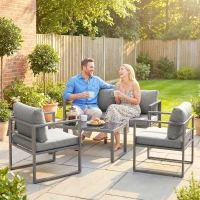 Outsunny 4 Piece Outdoor Garden Furniture Set, Patio Furniture with 3-Seater Sofa, Armchairs and Coffee Table(m-8)