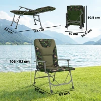 Outsunny Camping Chair Padded Reclining Folding Chair with Wide Armrests for Adults Camouflage(m-3)
