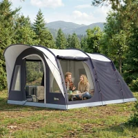 Outsunny Tente tunnel 2-4 personnes, chambre, séjour, imperméable, Bleu marine(m-2)
