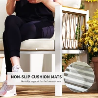 Outsunny 4 Piece Rattan Garden Furniture Set with Loveseat, 2 Armchairs, Table, Metal Frame Patio Conversation Set, Cream White(m-6)