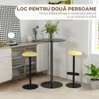 HOMCOM, Masă de Bar, Cu Blat Vopsit și Bază, MDF, Oțel, 60 x 60 x 102 cm, Negru(m-4)