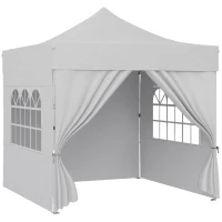 Outsunny 3 x 3 m Pop Up Gazebo with Sidewalls, UPF50+ Heavy Duty Garden Party Tent Marquee with Wheeled Carry Bag, Silver Grey(m-1)