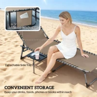 Outsunny Five-Position Reclining Sun Loungers Set of 2 - Beige(m-6)