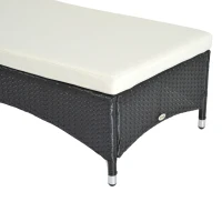 Outsunny Rattan Sun Lounger, Garden Lounger Recliner with Wheels and Adjustable Backrest, Outdoor Reclining Sunbed Garden Chair with Cushion and Headrest for Patio, Beach, Terrace, Black(m-9)