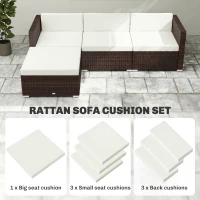 Outsunny 7-Piece Patio Furniture Cushions, Outdoor Loveseat Cushion with Removable Covers for Rattan Furniture, 60x60 cm, Cream(m-7)