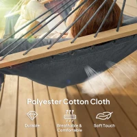 Outsunny Cotton Hammock, Soft Portable Swing Sleeping w/ Headrest & Side Pocket, Dark Grey(m-4)