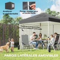 Outsunny Tonnelle de jardin 2,5 x 2,5 m pop up tonnelle pliante réglable en hauteur protection UV50+ montage facile gris foncé(m-5)