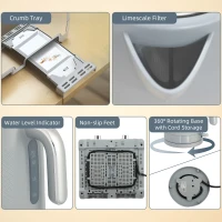 HOMCOM Conjunto de chaleira e torradeira, chaleira de aquecimento rápido 1,7 L 2200W com termostato(m-5)