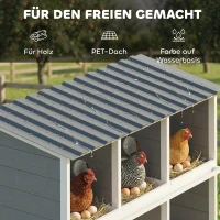 PawHut Legenest für Hühner, erhöhtes Hühnernest aus Holz mit 6 Fächer, 2 Sitzstangen für Kleintierstall 102 x 50 x 91 cm, Grau(m-5)